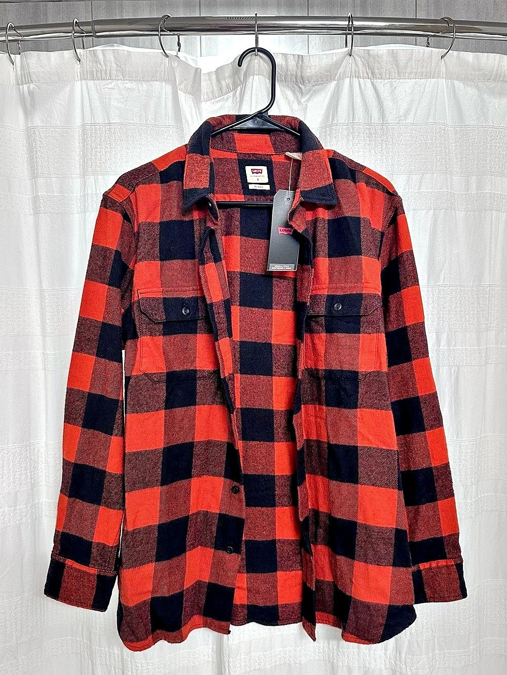 Levi's Relaxed Fit Buffalo Plaid Flannel Shirt Red & Black - Sz S